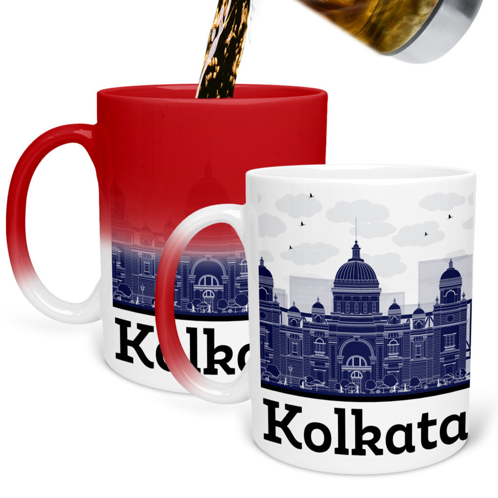 Printed Ceramic Coffee Mug | Bengali Coffee Mugs |Kolkata | Kolkata Skyline | 325 Ml. 